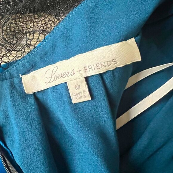 Lovers + Friends - Teal Blue Mini Dress with Lace Racerback - Medium - EUC - Picture 5 of 9